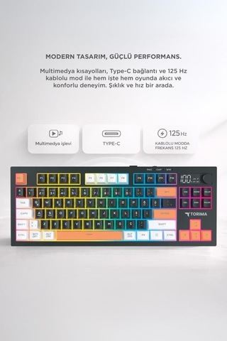 Özel Seri Çoklu Bağlantılı Rgb Işıklı Q Klavye Tk15 Siyah Yazı Masa Aydınlatmalı