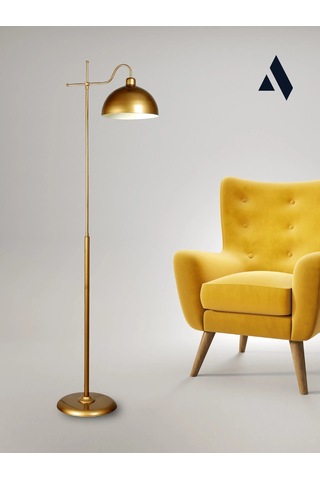 Glorea Metal Lambader Eskitme Gold & Beyaz Modern, Dekoratif Ve Zarif Yer Aydınlatması Gold