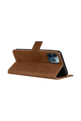 Apple Uyumlu iPhone 12 / 12 Pro Kilif Kroko Desen Kapakli Cüzdanli 514448567