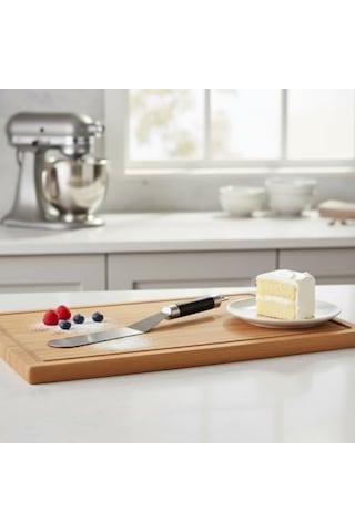 32 Cm Siyah Çelik Pasta Sıvama Spatulası - Profesyonel Krema, Ganaj Ve Hamur Spatulası 0