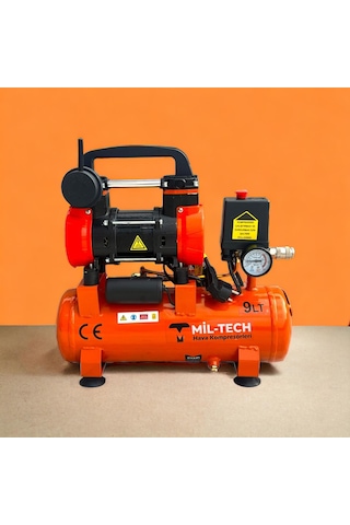 Mil-Tech 9 Litre Sessiz - Yağsız Premium Hava Kompresörü miltec9lsessiz﻿﻿