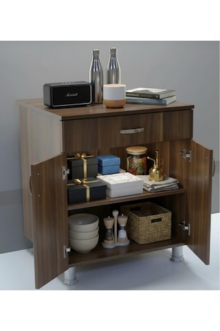 Peak Dizayn 60x58x85 Cm Set Altı Ocak Dolabı 1 Çekmeceli Mutfak Dolabı Ankastre Ocak Alt Modülü Çok Amaçlı Depolama Dolabı Ceviz