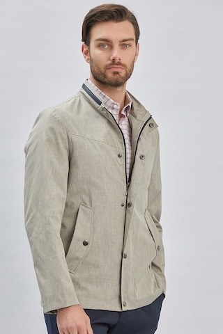 İmza Koyu Bej Dik Yaka Yarım Astar Comfort Fit Rahat Kesim Casual Mont 1007240150-Koyu Bej