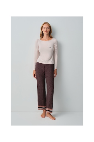 Suwen Monogram Pijama Takımı Wsh1051014391 Kahverengi