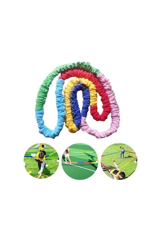 Ganzhoushop Suntek Çok Renkli Kooperatif Esnek Egzersiz Bandı 2.4-metre Yz Çok Renkli