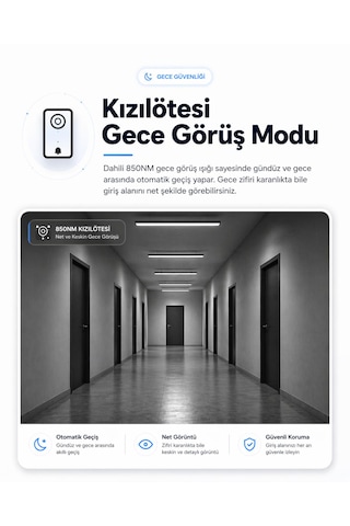 Akıllı Kablosuz Güvenlik Kapı Zili Kızılötesi Gece Görüş Modu Hd 1080p Kapı Zili Kamera Hareket Algılama