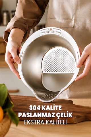 Yüksek Kalite Paslanmaz Çelik Pirinç Süzgeci - 304 Kalite - Ekstra Sağlam - Ömürlük Pirinç Süzgeç Krom