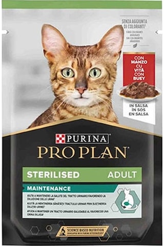 Purina Pro Plan Pouch Kısırlaştırılmış Sığır Etli Kedi Konservesi 6 x 85 G