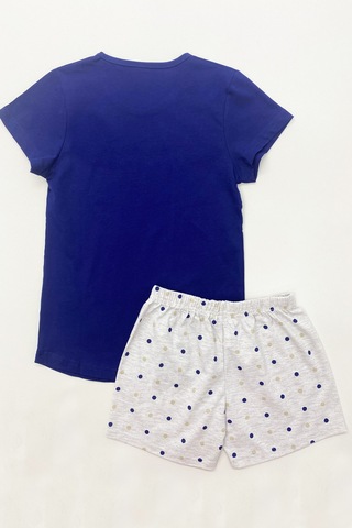 Kız Çocuk Şortlu Pijama Takımı Pamuk Baskılı A12 Lacıvert