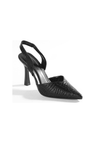 Paris Shoes Paris Siyah Metalik Sade Ve Göz Alıcı Tasarımlı Topuklu Ayakkabı Z102-siyah Siyah