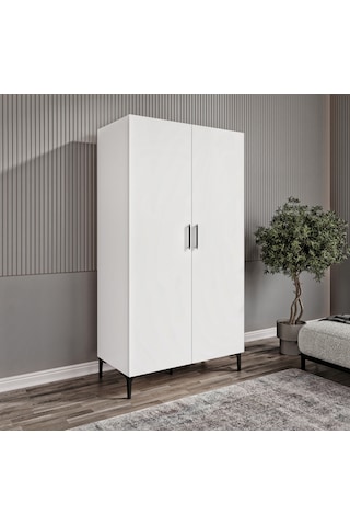 Şipal Çekmeceli 2 Kapılı 6 Bölmeli Beyaz Elbise Dolabı