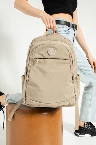 Unisex Okul Çantası Klinkır Kumaş Günlük Sırt Çantası Çok Cepli Hafif Yağmur Geçirmez 38 28 Cm Vizon