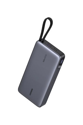 Ugreen Nexode 25.000 Mah 165w Akıllı Ekranlı, Dahili Usb-c Kablolu, Hızlı Şarj Powerbank, 55995b Gri - Siyah