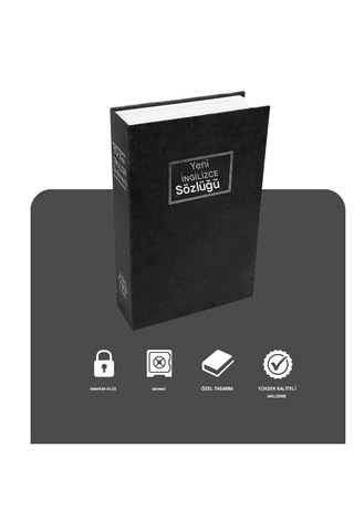 Kitap Görünümlü Altın Saklama Anahtarlı Çelik Mini Kasa Müchevher