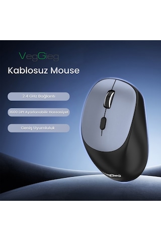Veggieg G800 Kablosuz 2.4ghz 3600dpı Optik Mouse Gri G800