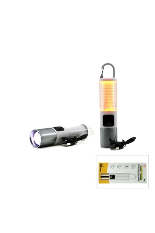 2in1 Kamp - Çok Amaçlı El Feneri Usb Şarjlı Zoom 6 Fonksiyon Işık Doğal - Renkli Askı Mandalı Şarj Göstergesi 005 5250