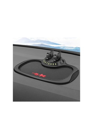 Jeemson Araba İçin Telefon Tutucu + Numara Gizleyici, Pvc Antirayak Dashboard Mat, 360 Döner, Göz Kırpıcı/kalem Tutucu, Kırmızı Kırmızı