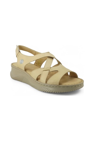 Mammamia D25ys-2370 Deri Comfort Kadın Sandalet Bej