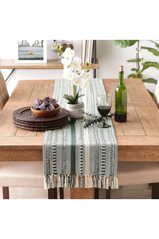 Wellstil Neula %100 Pamuk Orman Yeşili Örme Runner 40 x 110 CM