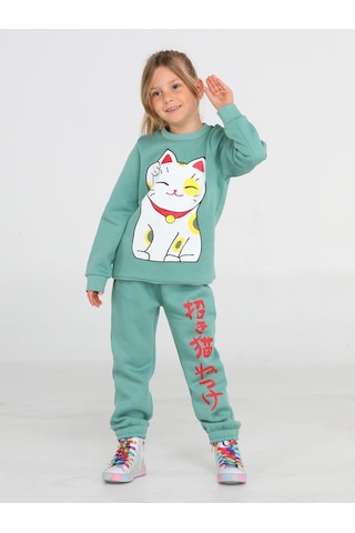 Japan Cat Yeşil Kız Çocuk Eşofman Takım-yeşil - Gri Yeşil