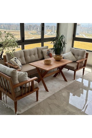 Masif Ahşap Balkon Mobilya