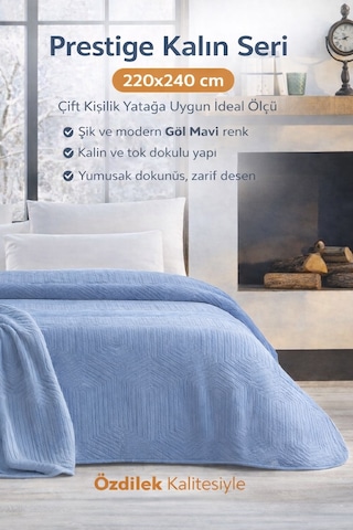 Özdilek Prestige Embos Çift Kişilik Battaniye 220x240 -göl Mavi Göl Mavisi