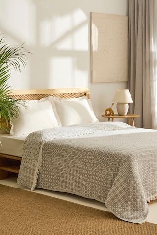 Kaşmir Home Favlo Çift Kişilik Jakar Muslin Pike Gri Gri