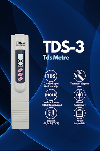 Tds-3 Dijital Su Kalitesi Ölçüm Cihazı Tds Ve Sıcaklık Ölçer Beyaz