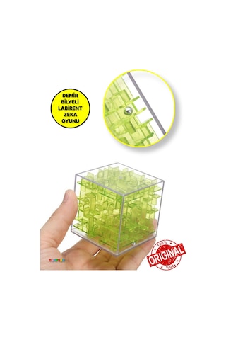 Demir Bilyeli Labirent Zeka Küpü Akıl Küpü Küp - Yeşil