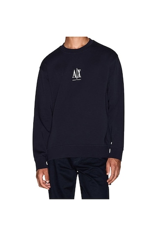 Erkek Regular Fit Nakışlı Yazı Logolu Sweatshirt - Lacivert Deep Navy