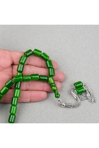 Katalin Çubuk Alpaka Püsküllü Kapsül Kesim 9x13mm Tesbih - Yeşil