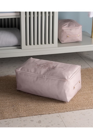 Çiçek Desen Baskılı Hurç - Pudra - 30x22x18 Cm Bhu-09 Pudra