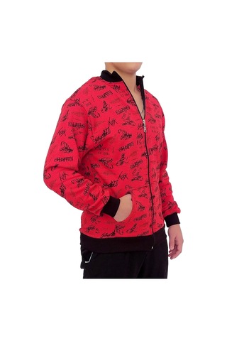 Erkek Sweatshirt Kırmızı Yazılı Desen Kırmızı-yazılı