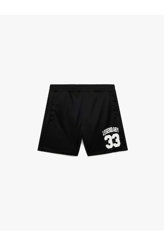 Koton Baskılı Cep Detaylı Beli Lastikli Oversize Spor Şort Siyah 5sam40102nk Siyah