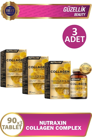 Nutraxin Collagen Complex Tip 1-2-3-5-10 3120 Mg 90 Tablet 3 Adet
