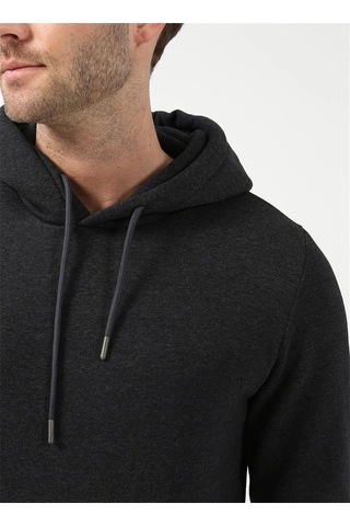 Süvari Kapüşonlu Yaka Regular Kalıp Düz Antrasit Sweatshirt Antrasit