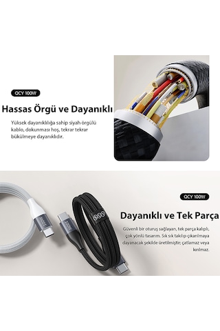 100w Type-c Şarj Kablosu 1.2 Metre Halat Örgü 480mbps Kırılmaz Bükülmez Data Kablosu Dc22 Siyah
