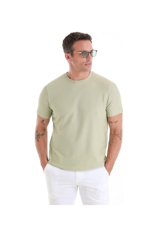 Hatemoğlu Yeşil Regular Fit Düz Bisiklet Yaka Tişört 35103023c004 16-0110tpx Yeşil