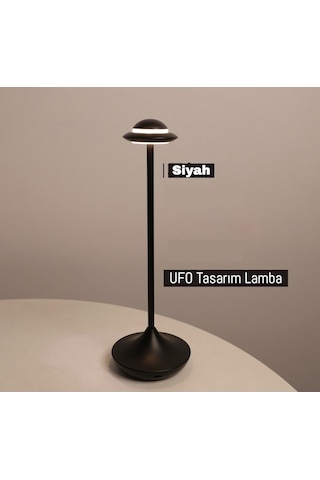 Novahub Uçan Daire Masa Lambası - Şarjlı, Metal, Dekoratif Masaüstü, Gece Ve Atmosfer Lambası Siyah, Küçük Boy Siyah