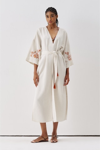Sagaza Studio Ss6186 Keten Bağlamalı Kimono Kahverengi
