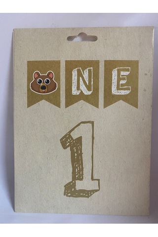Ayıcıklı Kraft One Banner, Flama, 1 Yaş Uzar Yazı Tüm Yaşlar