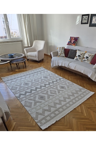 Monaco 38 Krem Gri İskandinav Sisal Bukle Bohem Yumuşak Özel Ölçü Salon Koridor Mutfak Halısı Yolluk 0038-krem/bej/gri