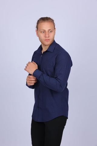 Tousus Slim Fit Lacivert Pitikareli Erkek Gömlek Slm-5108-tss
