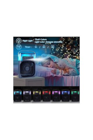 Su Tanklı Buharlı Serinletici Fan Taşınabilir Mini Klima Fanı Led Işıklı Hava Soğutucu Vantilatör