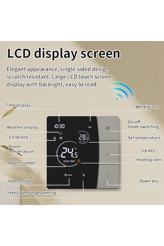Yaozixa Sdm6-16a Wifi Akıllı Elektrikli Isıtma Kontrol Cihazı, 3m Sensör Kablolu, Zaman Programlama, Akıllı Çocuk Kilidi, Uzaktan Kontrol