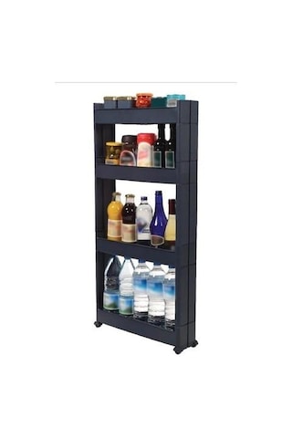 Slim Organizer 4 Katlı Plastik Banyo / Mutfak Düzenleyici Raf Antrasit 49,5 14 101 Cm Antrasit