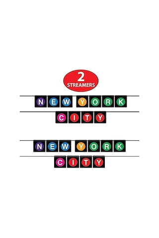 Beistle 53650 Asılı Afişler 2 Parça New York City Parti Dekorasyonları, 12,7 Cm X 6 ', Siyah/mor/mavi/sarı/yeşil/pembe/kırmızı