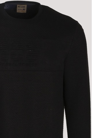 Erkek Sweatshirt Siyah Kabartma Baskılı Bisiklet Yaka Logo Detay Cotonel Kumaş Sweat Ncs Jeans 1614-siyah Siyah