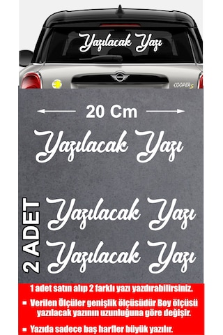 Kişiye Özel Ad Soyad Sticker 2 Adet - Araba Oto Motosiklet Karavan Sticker - 00121 20 Cm