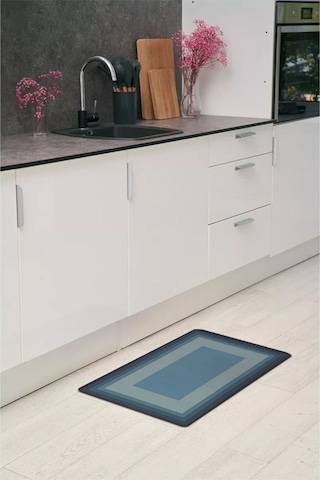 Dln Shop 2 Adet Kaymaz Tabanlı Su Emici Abdest ,banyo Ve Mutfak Paspası 58x38cm Siyah Gri Renk Yazısız Siyah